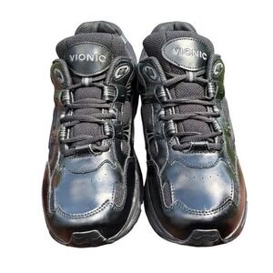 VIONIC Walker Orthotic Walking Shoes Black Leather Comfort Sneakers | Sz 11 EUC
